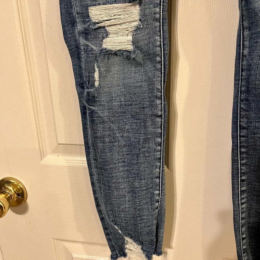 Buckle Black Distressed Ankle Skinny Stretch Blue Jeans Size 26x27 Fit 53 - Picture 7 of 10